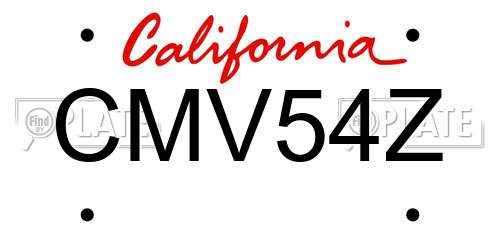 CMV54Z California License Plate