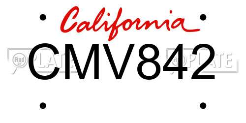 CMV842 California License Plate