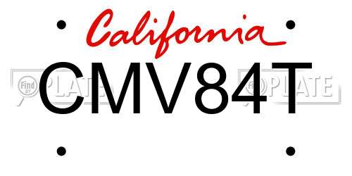 CMV84T California License Plate