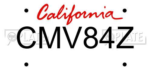 CMV84Z California License Plate