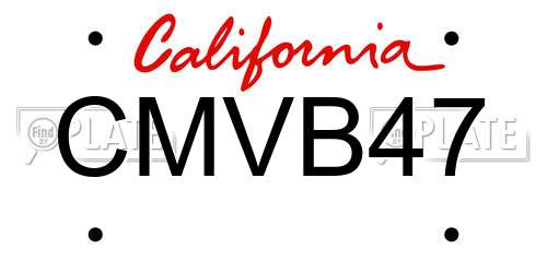 CMVB47 California License Plate