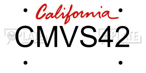 CMVS42 California License Plate