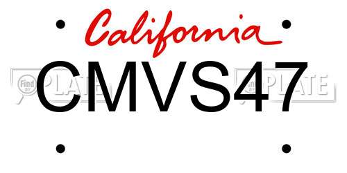 CMVS47 California License Plate