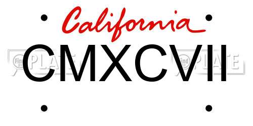 CMXCVII California License Plate