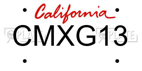 CMXG13 California License Plate