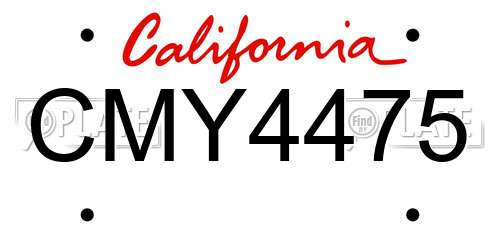 CMY4475 California License Plate