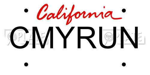 CMYRUN California License Plate