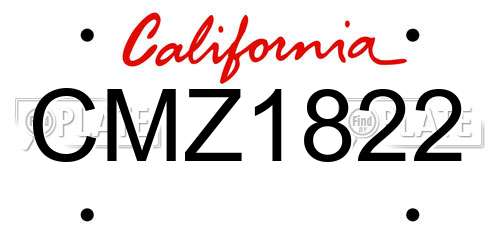 CMZ1822 California License Plate
