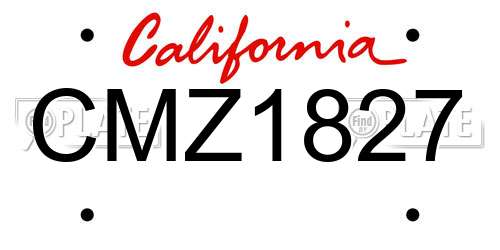 CMZ1827 California License Plate