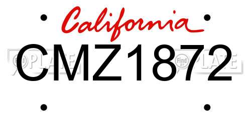 CMZ1872 California License Plate