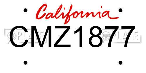CMZ1877 California License Plate