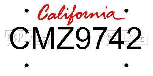 CMZ9742 California License Plate