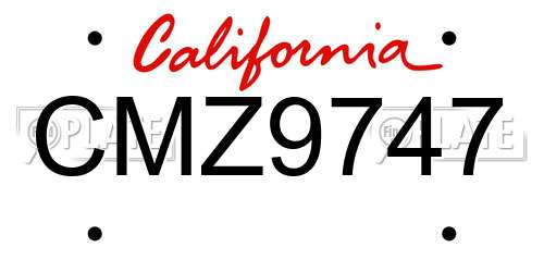 CMZ9747 California License Plate