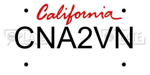 CNA2VN California License Plate
