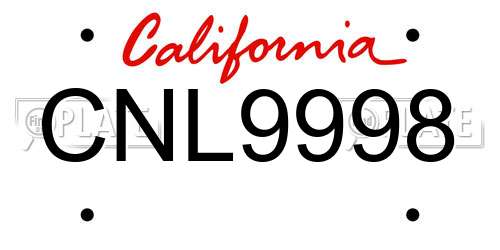 CNL9998 California License Plate