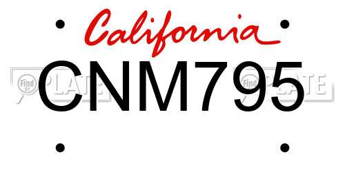 CNM795 California License Plate