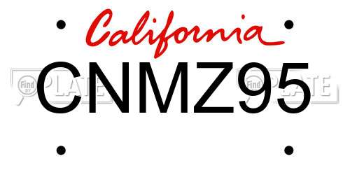 CNMZ95 California License Plate