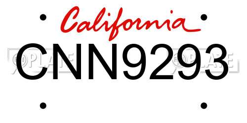 CNN9293 California License Plate