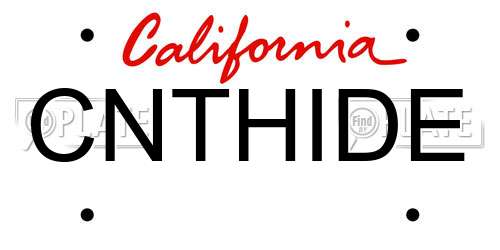 CNTHIDE California License Plate