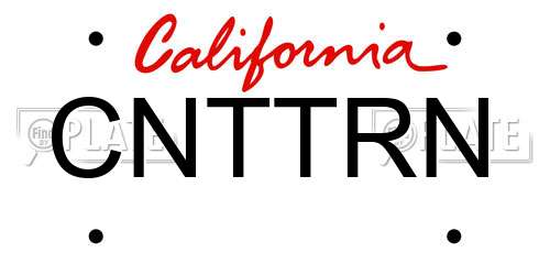 CNTTRN California License Plate