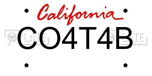 CO4T4B California License Plate