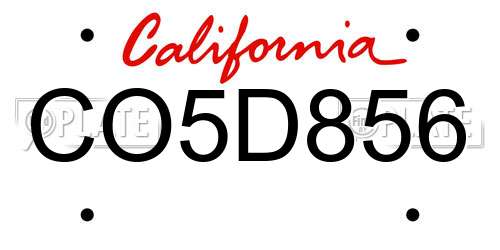 CO5D856 California License Plate