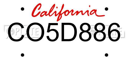 CO5D886 California License Plate