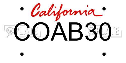 COAB30 California License Plate