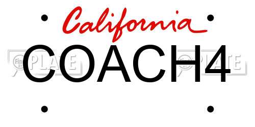 COACH4 California License Plate