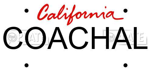 COACHAL California License Plate