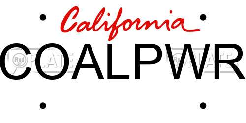 COALPWR California License Plate