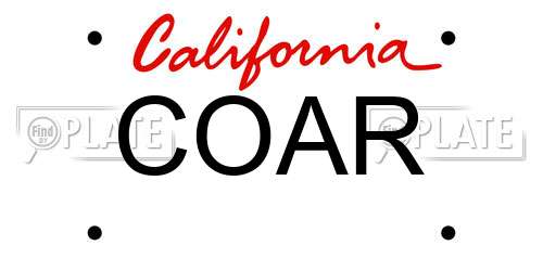 COAR California License Plate
