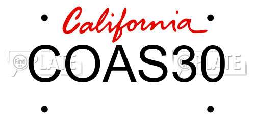 COAS30 California License Plate