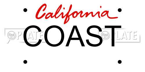 COAST California License Plate