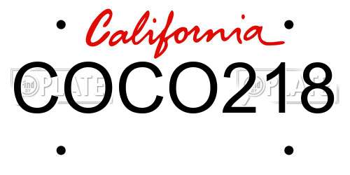 COCO218 California License Plate