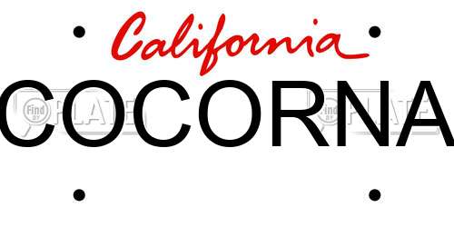 COCORNA California License Plate