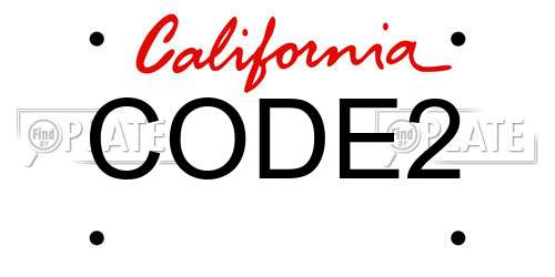 CODE2 California License Plate