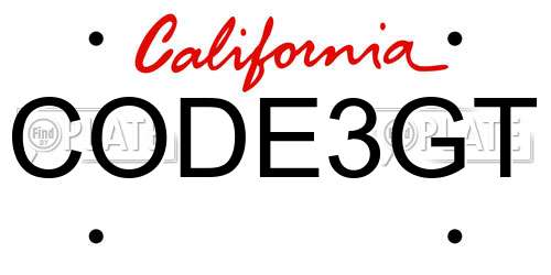 CODE3GT California License Plate
