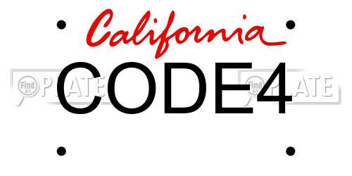 CODE4 California License Plate