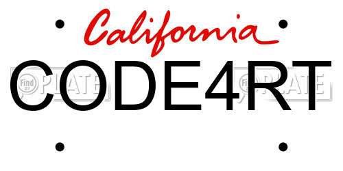CODE4RT California License Plate