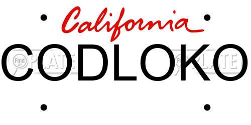 CODLOKO California License Plate