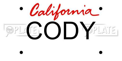 CODY California License Plate