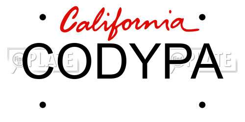 CODYPA California License Plate