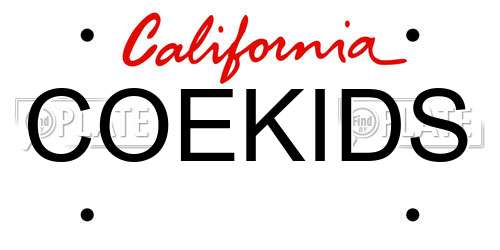 COEKIDS California License Plate