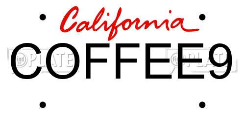 COFFEE9 California License Plate