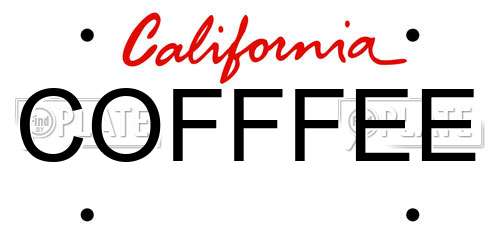 COFFFEE California License Plate