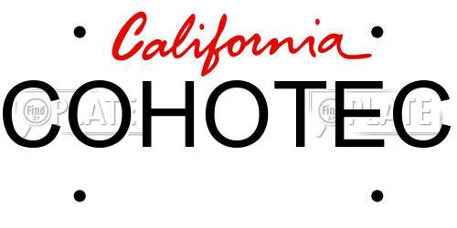 COHOTEC California License Plate