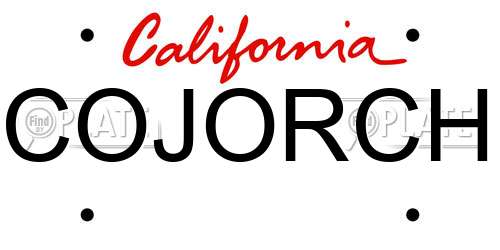 COJORCH California License Plate