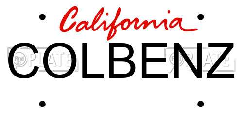 COLBENZ California License Plate
