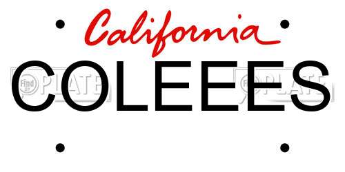 COLEEES California License Plate